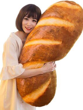 3D Simulation Bread Plush Pillow,Soft Butter Toast Bread Food Pillow Lumbar Back